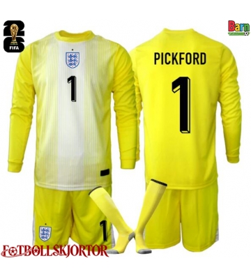 England Jordanien Pickford #1 Målvakt Borta Kläder Barn VM 2026 Långärmad (+ Korta byxor)